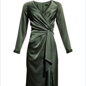 NWT | Aidan Mattox | women dress size 10 green v neck wrap look evening cocktail